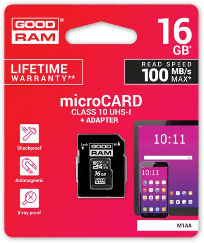 Karta pamięci microsd goodram uhs1 cl10 16gb + adapter 100mb - możliwość montażu - zadzwoń: 34 333 5