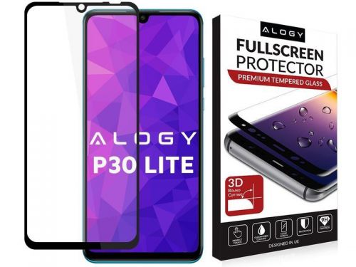 Szkło alogy full glue do huawei p30 lite czarne