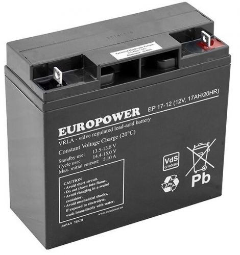 Akumulator europower serii ep 12v 17ah (żywotność 6-9lat) - możliwość montażu - zadzwoń: 34 333 57 0