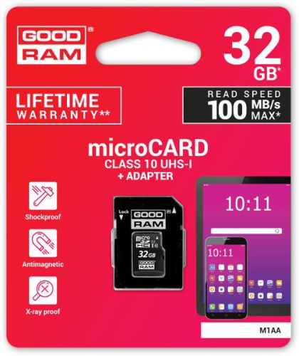Karta pamięci microsd goodram uhs1 cl10 32gb + adapter 100mb - możliwość montażu - zadzwoń: 34 333 5