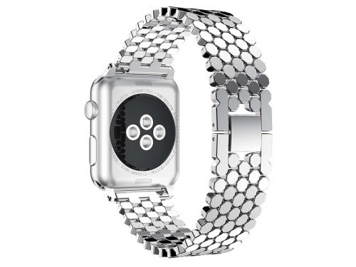 Elegancka bransoleta pasek alogy stainless steel do apple watch 42/44/45mm srebrna