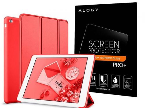 Etui alogy smart case apple ipad air silikon czerwone + szkło
