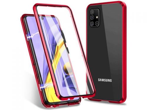 Etui magnetyczne szklane dr.fit dwustronne do samsung galaxy a51 czerwone