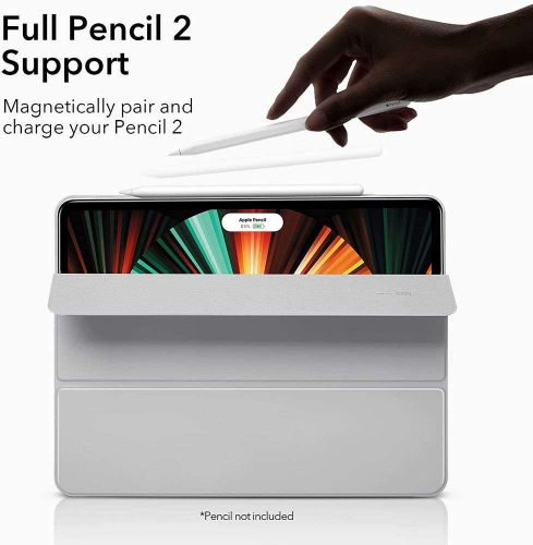 Etui obudowa magnetyczna pencil esr rebound do ipad pro 12.9 2020/2021 silver grey