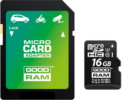 Karta pamięci micro sd goodram uhs1 cl10 u3 16gb + adapter - możliwość montażu - zadzwoń: 34 333 57