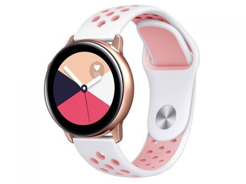 Gumowy uniwersalny pasek sportowy alogy soft band do smartwatcha 22mm biało-różowy
